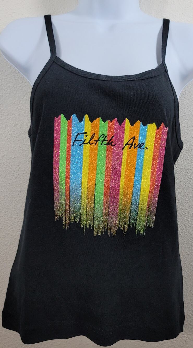 Filth Ave Black Rainbow Glitter Tank Top Large Stretchy Lightweight NWOT 2